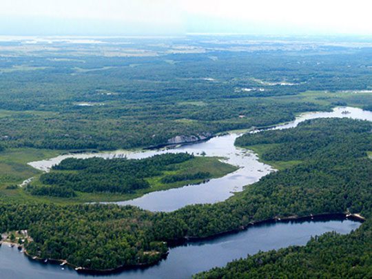 An overhead view of land conserved by the Indian River Lakes Conservancy